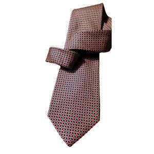 Vtg Brooks Brothers Makers 100% Silk Tie Red Navy Blue Made in USA